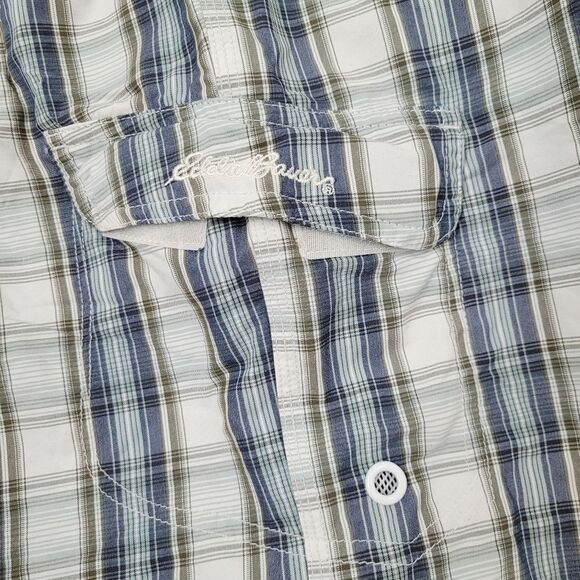 2/$20 Eddie Bauer Blue & White Plaid Pattern Swimmer Pants Size: M - Picture 7 of 10